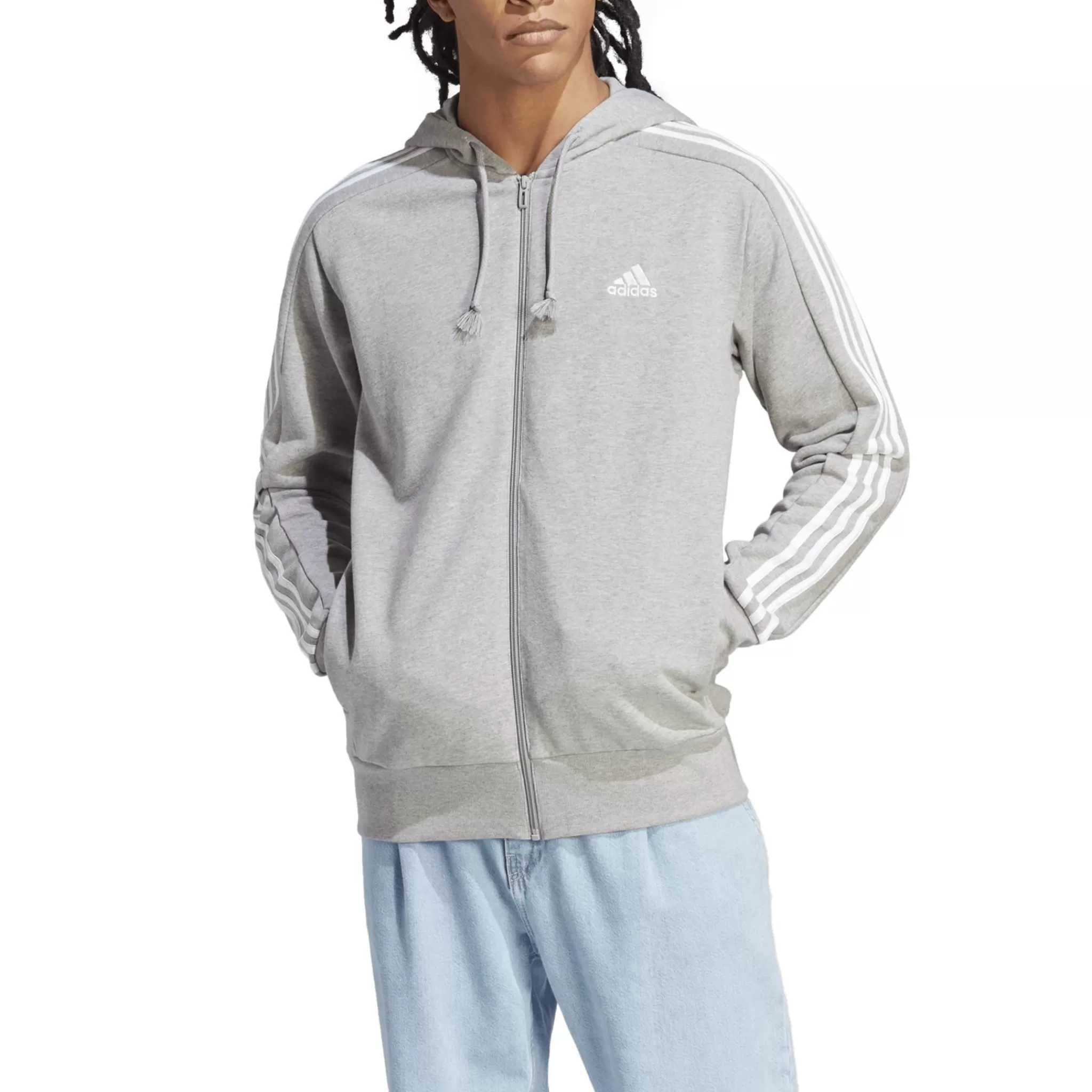 adidas Paidat<French Terry 3-Stripes Full-Zip Hoodie, Miesten Huppari